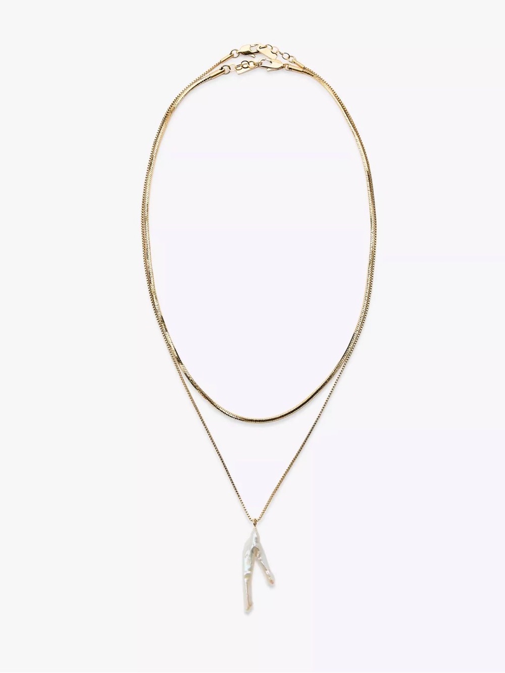 Zara Waterproof Gold Layered Necklace with Pearl Charm 2 pack